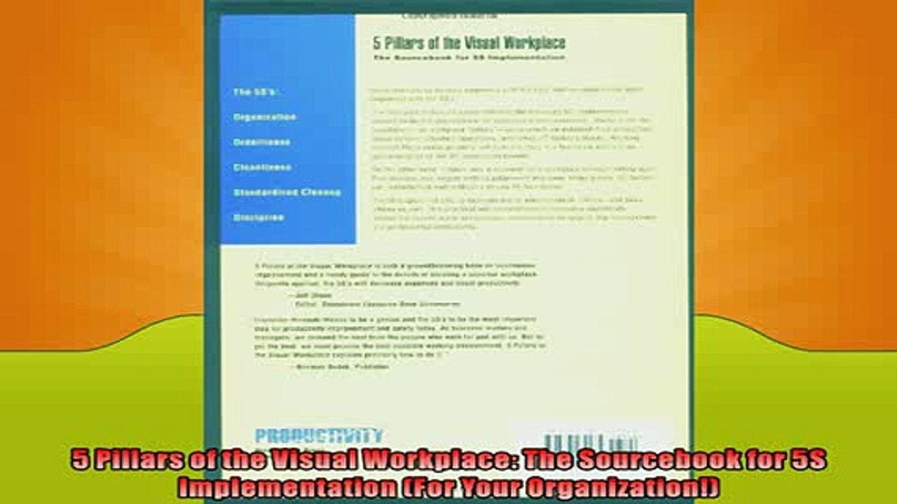 FREE DOWNLOAD  5 Pillars of the Visual Workplace The Sourcebook for 5S Implementation For Your READ ONLINE