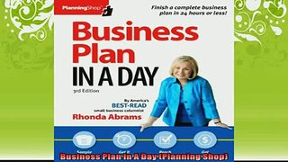 FREE DOWNLOAD  Business Plan In A Day Planning Shop  BOOK ONLINE