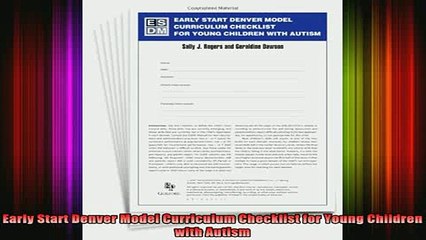 Free Full PDF Downlaod  Early Start Denver Model Curriculum Checklist for Young Children with Autism Full Ebook Online Free