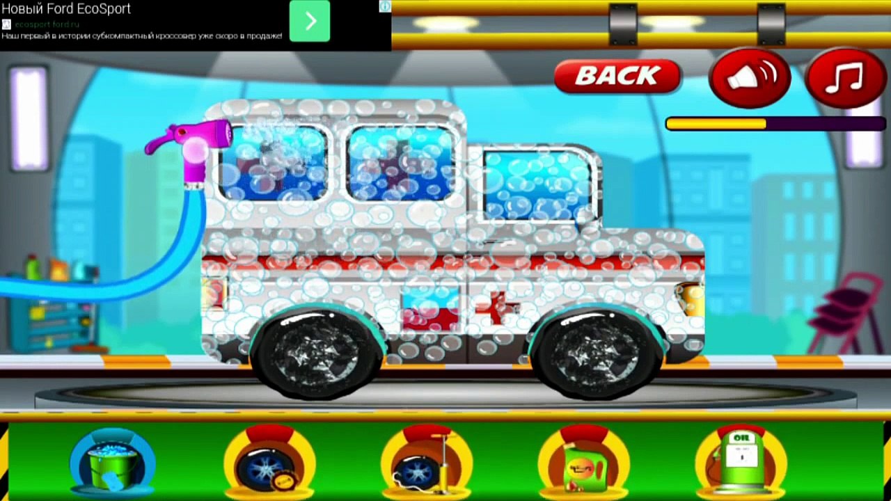 Game cartoon for kid - Ambulance Wash & Garage