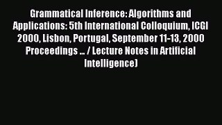 [PDF] Grammatical Inference: Algorithms and Applications: 5th International Colloquium ICGI