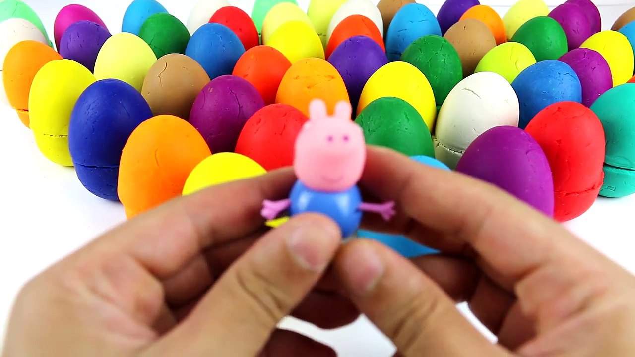 LEARN COLORS for Children 55 Play Doh Surprise Eggs !! Peppa Pig Batman Cars Minions Toys 4 Kids