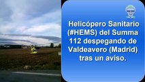 Despegue de uno de los Helicópteros Sanitarios (#HEMS) del Summa 112 de Valdeavero, Madrid