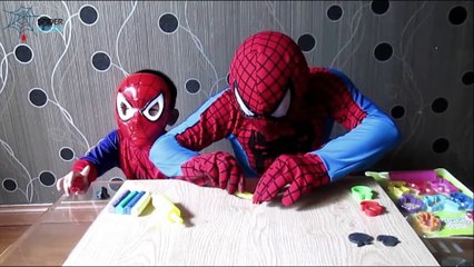 Spiderman Play Doh- Spiderman Father & Spiderman Child- Learn Colors Modeling Clay Fun and Creative