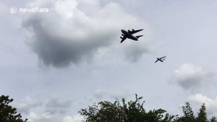 Military aircraft flypast over Essex for the Queen's 90th celebration