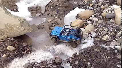 Rc Truck Off Road in icy terrain.