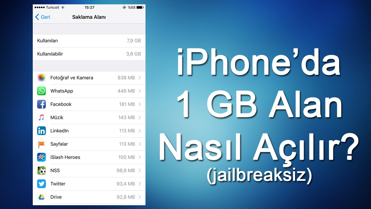 iPhone'da 1 GB Alan Nasıl Açılır? (Programsız - Jailbreaksiz)