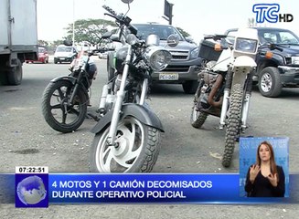 Cuatro motos y un camión decomisados durante operativo policial