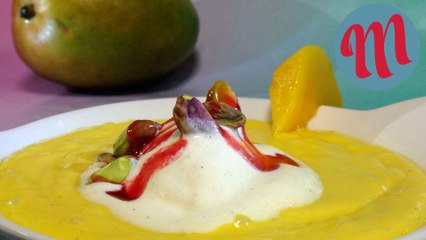 Crema de mango y coco con helado - Receta fácil y original