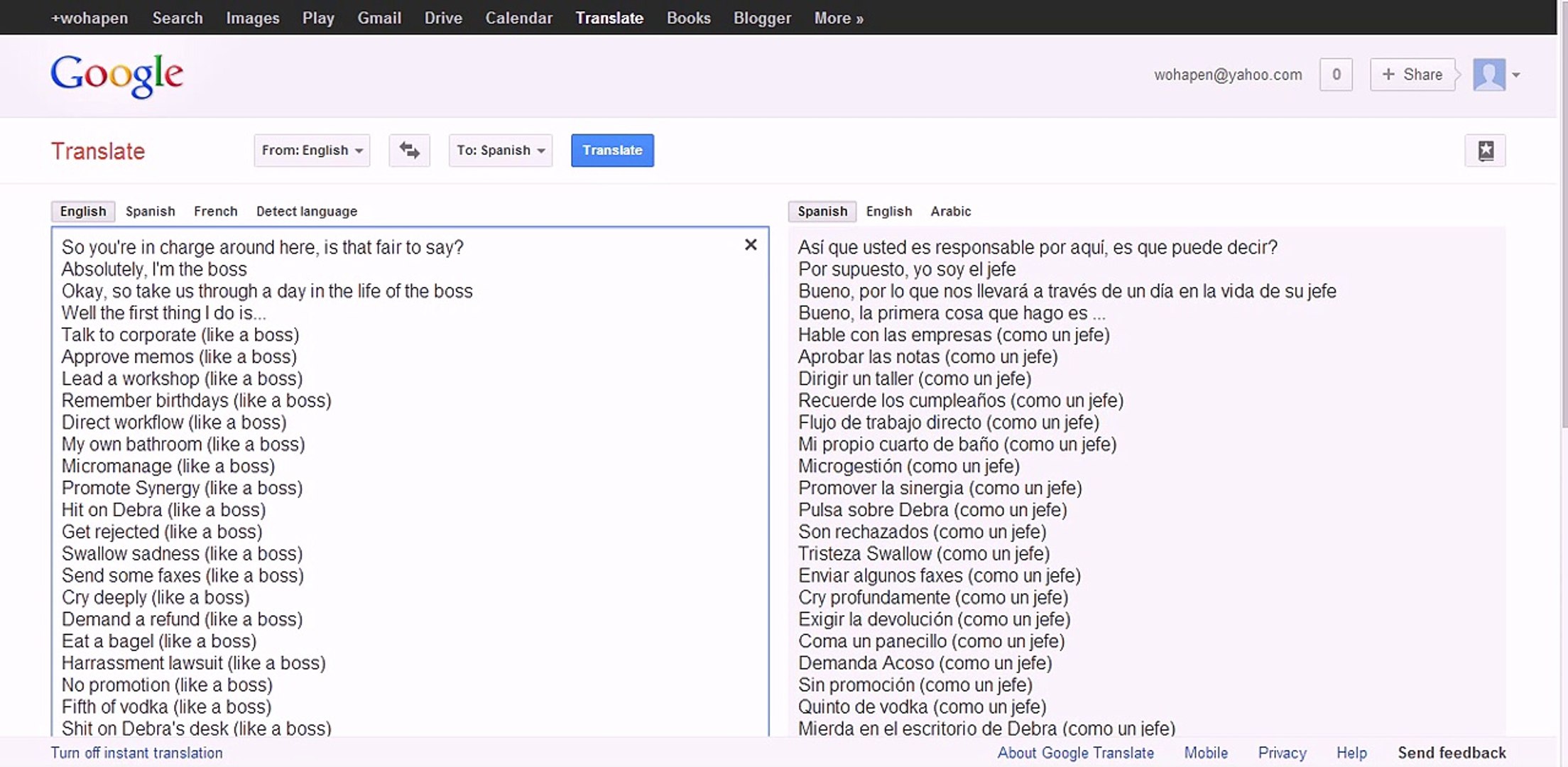 Like a boss Google Translated