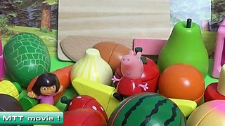 Peppa Pig & Dora The Explorer Toy Cutting Fruits Velcro Cooking Playset Kitchen Toy Food