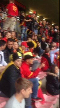 Ambiance Diables rouges au Stade Machtens pendant le match Belgique - Italie