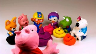 Learning Pororo and Peppa Pig poo color names and sounds with Playdoh
