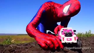 Superhero in Real Life   Spiderman Jeep 4wd And Mcqueen Cars Super Hero Fights Vs In Real Life Irl