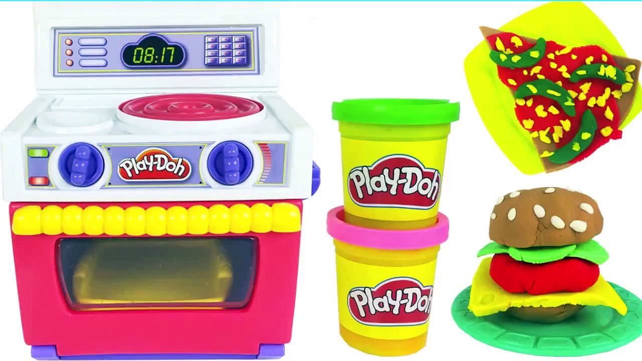 Cocinita Play Doh hacemos Pizza de Plastilina y Hamburguesa Playdough Kitchen making Pizza