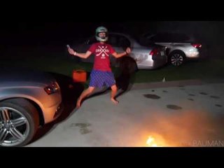 Guys Play Intense Game of Flaming Basketball