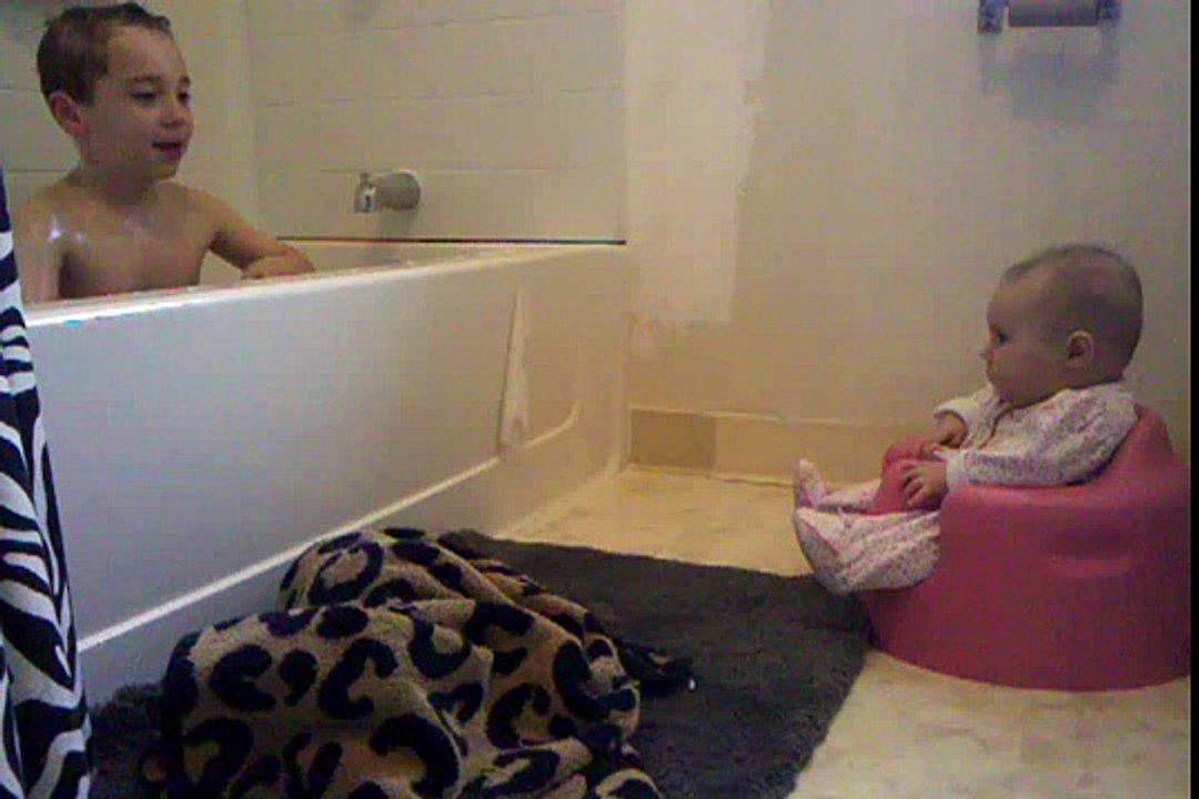 Stella and Brother Bath time 3/28/12
