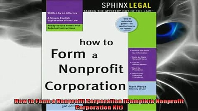 FREE DOWNLOAD How to Form a Nonprofit Corporation Complete Nonprofit Corporation Kit BOOK ONLINE