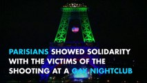 Eiffel Tower lighted up in tribute to Orlando victims