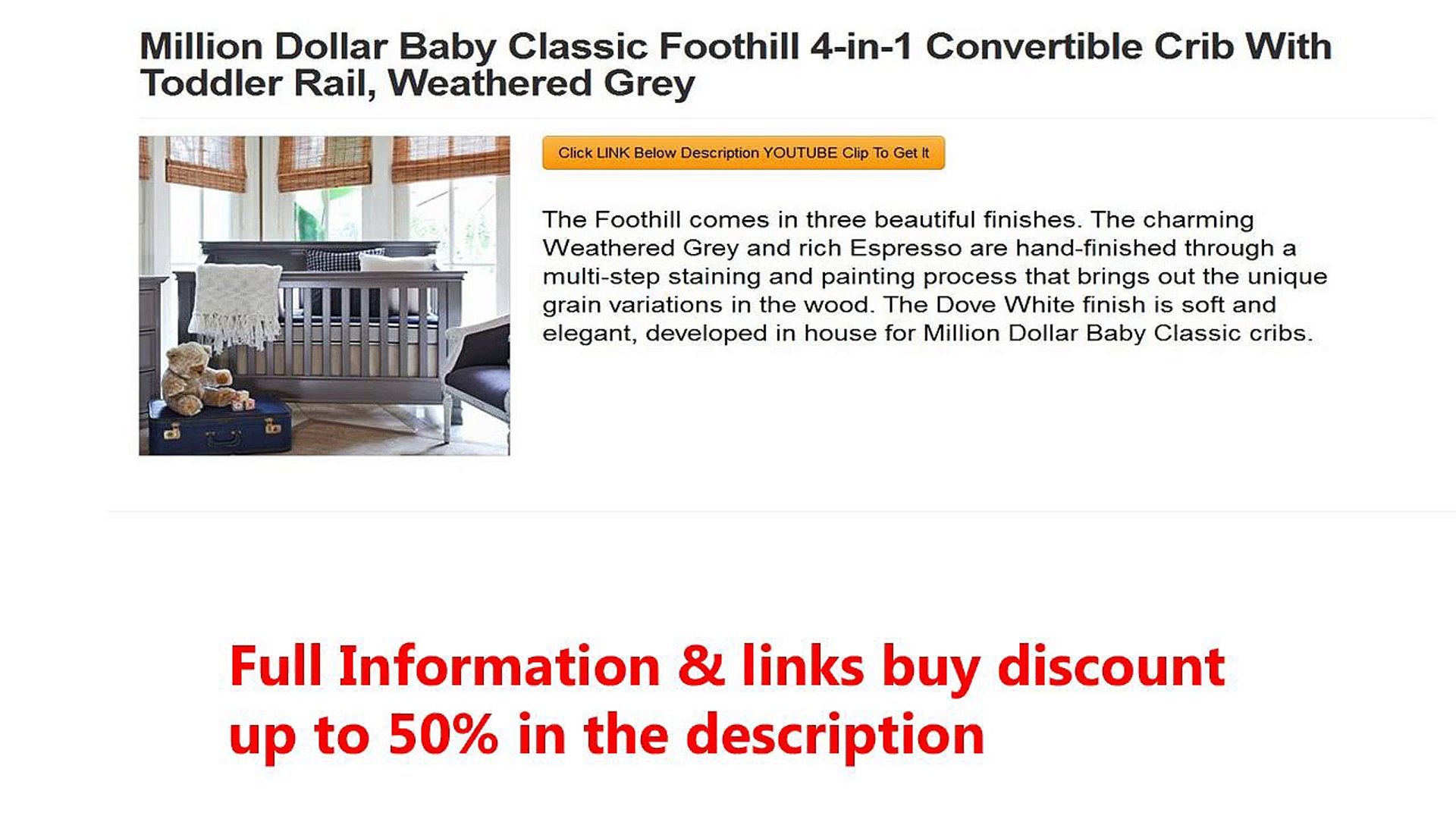Million Dollar Baby Classic Foothill 4 In 1 Convertible Crib With