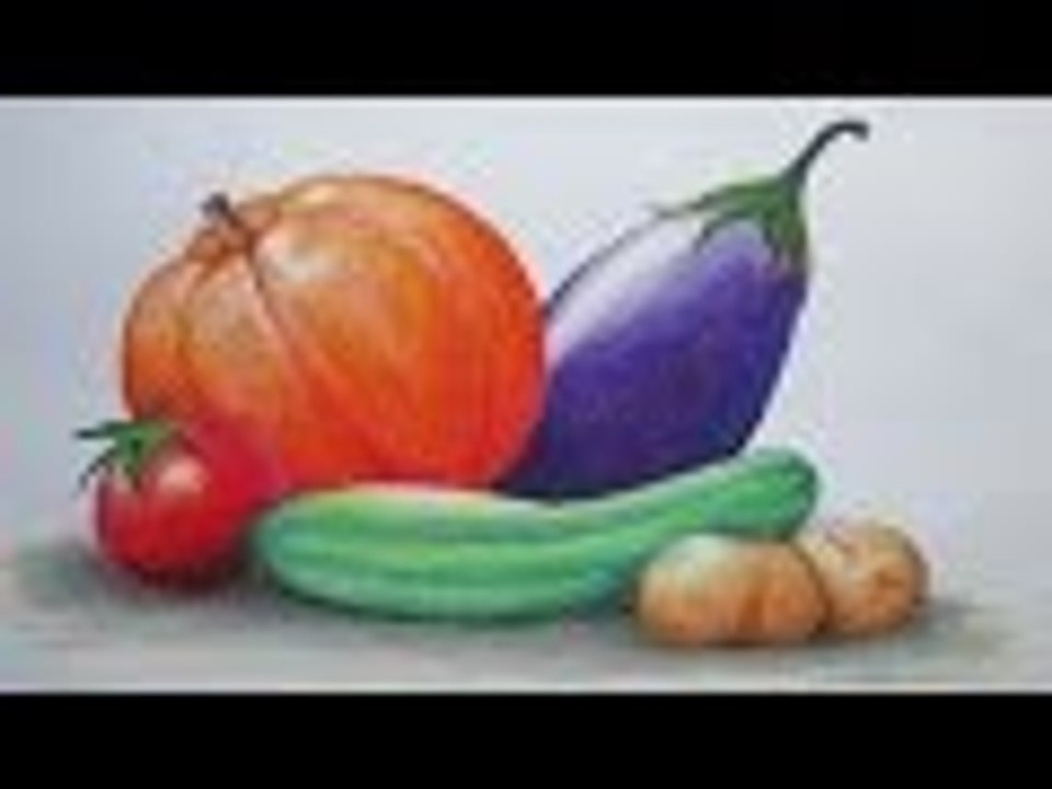 How to Draw Vegetables with Oil Pastel