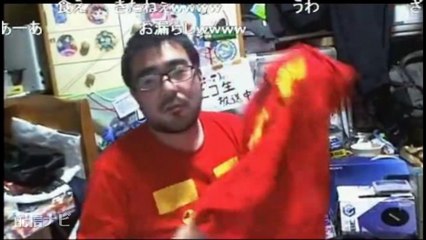 【よっさん】こぼしたラーメンをよっさんTシャツで拭く（ニコ生）