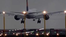 Lufthansa cargo 777 crosswind landing during Storm Gertrude at manchester airport today