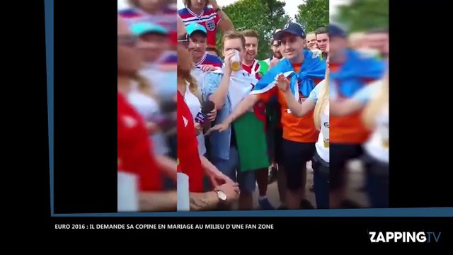 Euro 2016 : Un supporter demande sa copine en mariage au milieu d’une fan zone (Vidéo)