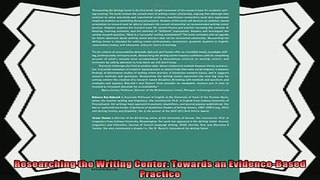 best book  Researching the Writing Center Towards an EvidenceBased Practice