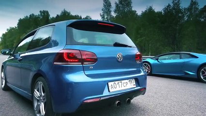 Petite course entre une Lamborghini Huracan et une  Golf R 3.6 Bi Turbo!