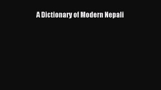 Read A Dictionary of Modern Nepali PDF Free