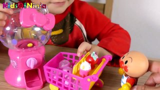 Hello Kitty Gacha Toy Kid Review with  Anpanman and Peppa Pig Mom