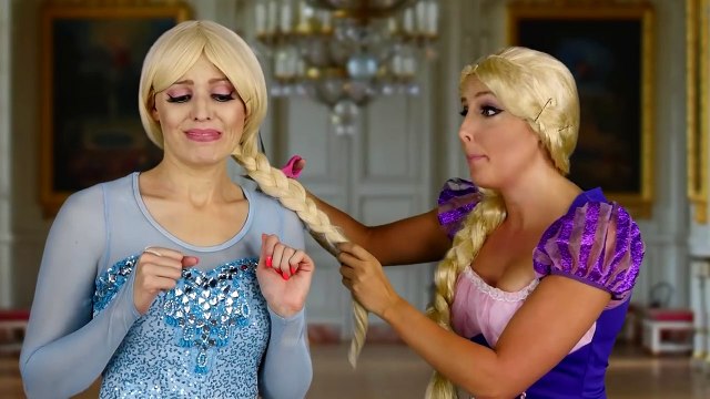 Elsa Cut Her Hair? In Frozen Tangled Parody with Real Life Princess Anna and Rapunzel.
