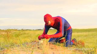 Superhero in Real Life   Spiderman Is Exploding Bombs On The Beach Super Hero Fights Vs In Real Life