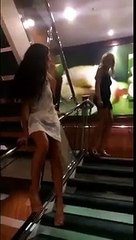 Girlls Fall down during sliding