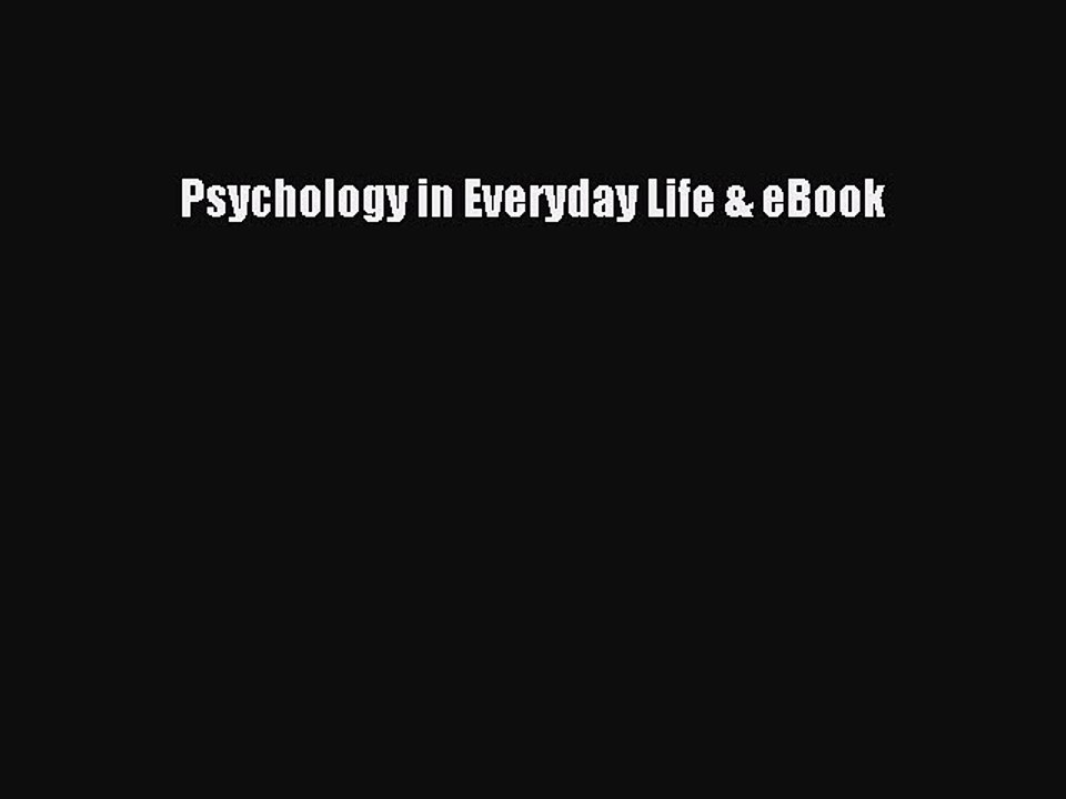 Read Psychology in Everyday Life & eBook Ebook Free