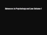 Read Advances in Psychology and Law: Volume 1 Ebook Free