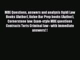 [PDF] MBE Questions answers and analysis Ogidi Law Books (Author) Value Bar Prep books (Author)
