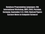 Read Database Programming Languages: 9th International Workshop DBPL 2003 Potsdam Germany September