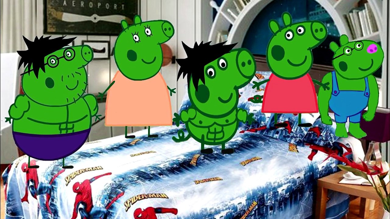 #Five Little #Peppa Pig #HULK #Jumping on the Bed 5 Little Monkeys Song #Nursery Rhymes Lyrics