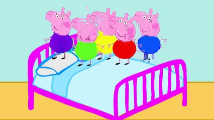 Five little monkeys jumping on bed Peppa Pig multicolored George new episode 2016 Parody