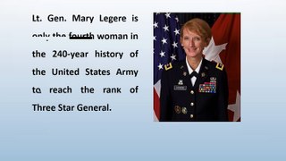 Lt. Gen. Mary Legere - Career Summary