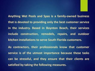 Anything Wet Pools & Spas - A Base in Customer Service