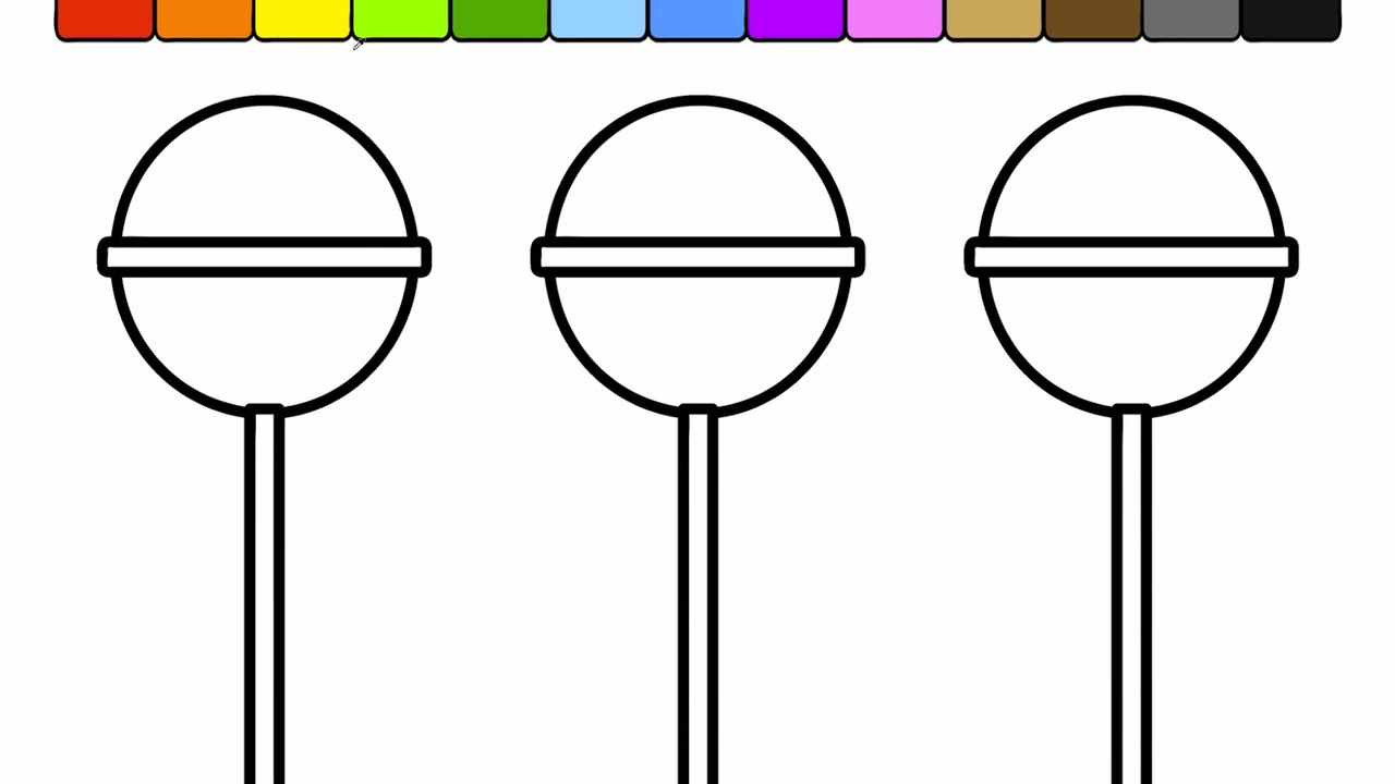 Learn Colours for Kids and Color this Candy Popsicle Coloring Page