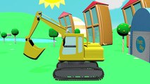 Truck City - Excavator- construction of swimming pool & slide - Construction game Cartoon for kids -