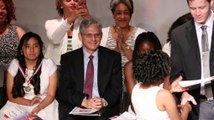 Merrick Garland gets teary-eyed during fifth-grade commencement speech