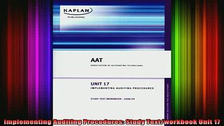READ book  Implementing Auditing Procedures Study Textworkbook Unit 17 Full Free