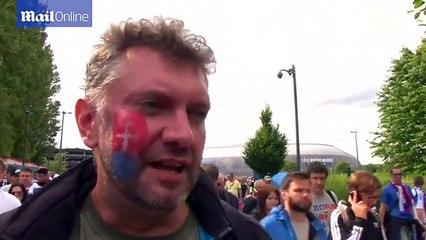 Slovakian fans happy after beating Russia 2-1 in match in Lille