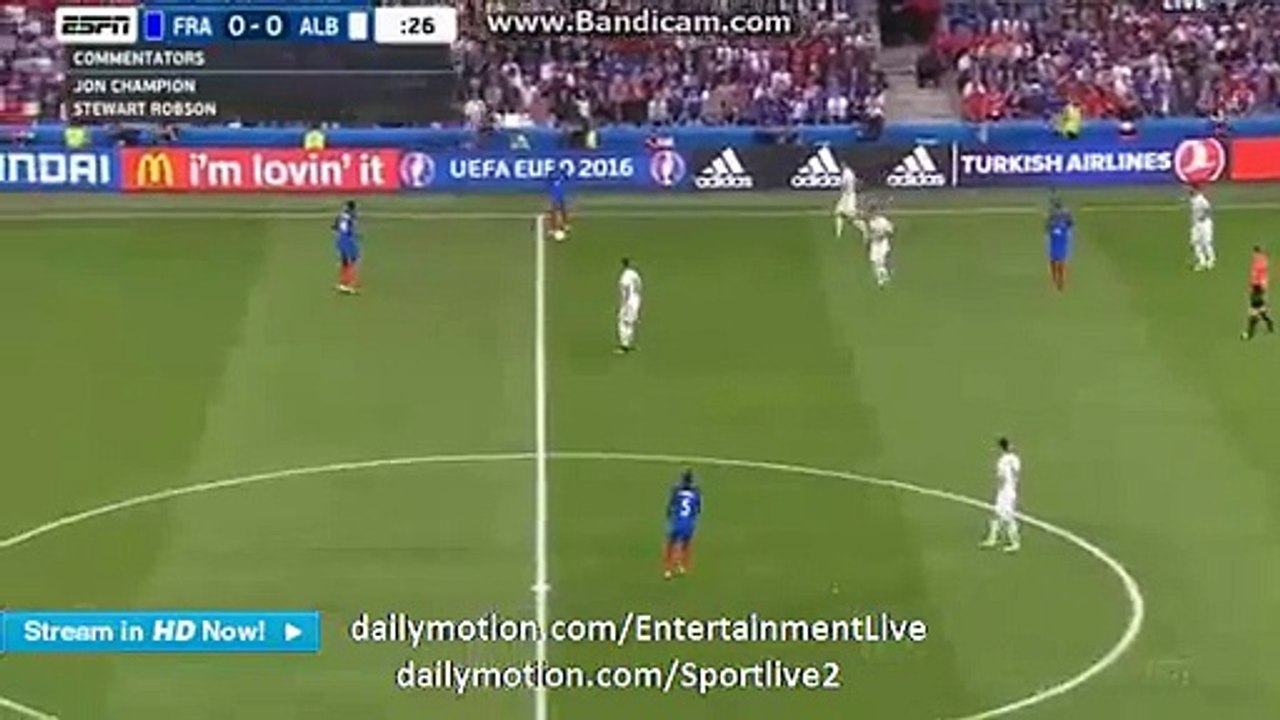 France 1st BIG Chance - France 0-0 Albania Euro 2016