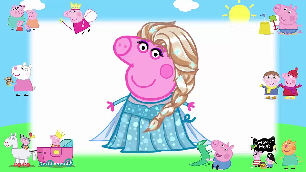 Peppa Pig y Elsa Kristoff Anna Olaf Disney Frozen   Halloween La Cerdita En Español PequeTV